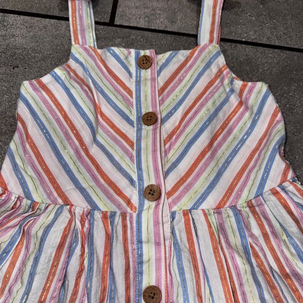Lucky‎ Penny Kids Girls Striped Button Front Dress Rainbow Sparkle Size 5